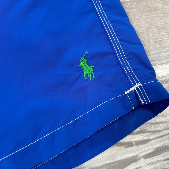 Polo Ralph Lauren Blue Swim Trunks Green Pony Logo Medium - Picture 5 of 8